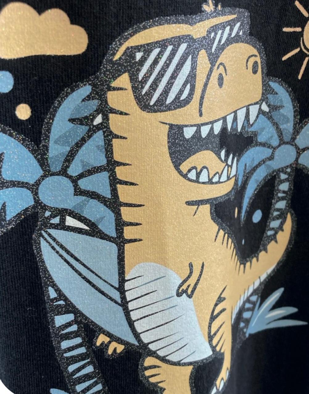 Estampado dinosaurio dorado en playera